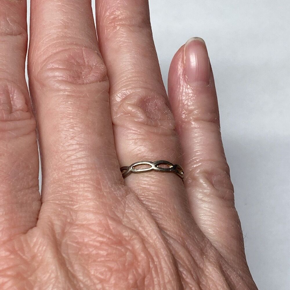 Vintage Sterling Silver 925 Infinity Marquis Open Link Eternity Band Ring Size 6